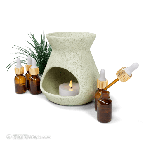 立体棕色精油与香薰炉 提升饮食体验的辅助利器